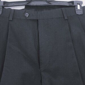 JOS. A BANK Big & Tall Men's Black-33 X 32 Wool Trousers-100% Wool Pleated-Cuffs